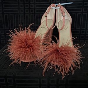 Sam Edelman Yaro Ostrich Feather Heels Sandals, size 9